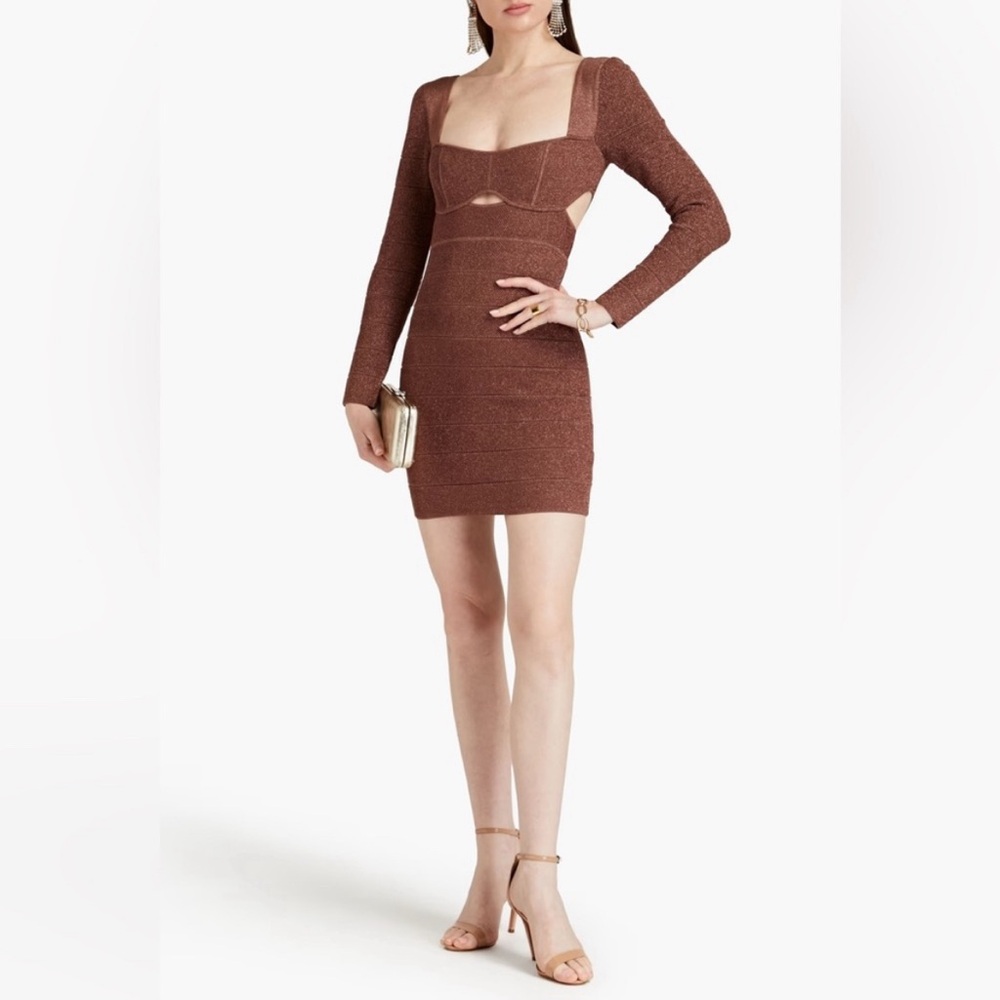 Herve Leger Copper Mini Dress